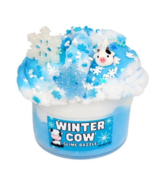 Winter Cow Cloud Slime: Vanilla Marshmallow Scent, Snowflake Charms