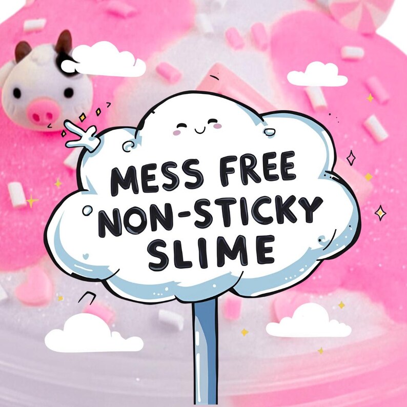 Pink Cow Cloud Slime – Pink Sugar Scented, Cow & Heart Charms image 4