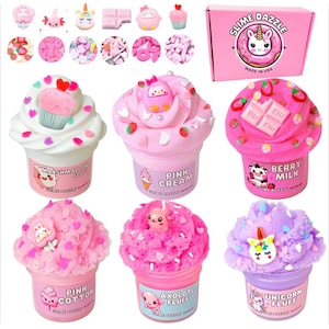 Lot de 6 échantillons de slime au beurre et aux nuages avec paillettes