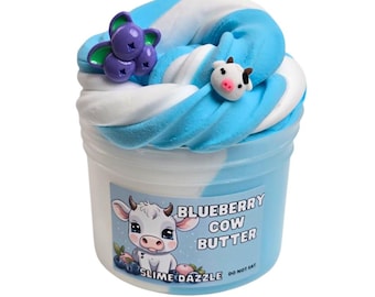 Blueberry Butter Cow Slime: Vanilla Scented, Beginner Friendly
