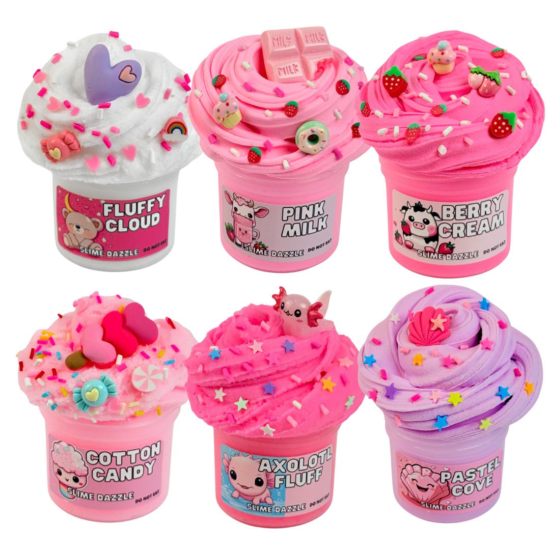 Slime Set 6 Slimes 2 Fl Oz Each Butter Slime and Cloud Slime Bundle ...