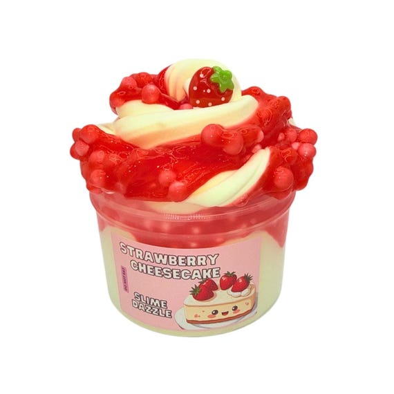 Strawberry Cheesecake DIY Floam Slime -  Buttery Floam Slime Set with Strawberry Glaze (10oz Total) – Strawberry Cheesecake Scent