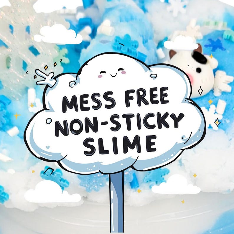 Winter Cow Cloud Slime: Vanilla Marshmallow Scent, Snowflake Charms image 4