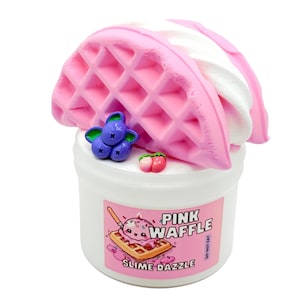 Pink Waffle Butter Slime Kit: Vanilla Scented DIY Slime with Berry Charms
