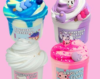 New Best Selling Slime Set 4 Pack 8 Fl Oz Each Slimes Cloud, Butter, Floam   Axolotl Fluff ASMR 4 Pack