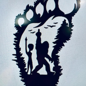 Bigfoot Alien Vinyl Decal, Window decal sticker,
