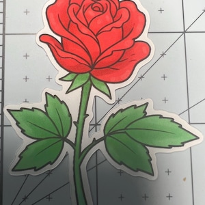 Bright Red Rose Flower Sticker