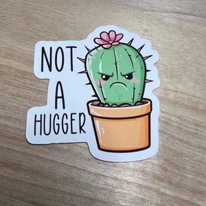 Sticker cactus Not a Hugger, Stickers ordinateur portable