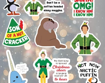 Elf Sticker-waterproof sticker-Christmas sticker-Elf Christmas-stocking stuffer-kids stickers- Buddy the Elf