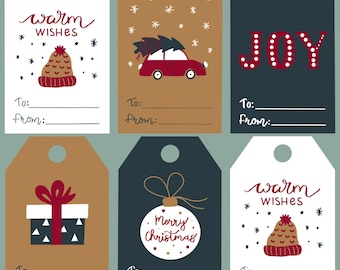 Christmas Gift Tags, Pack of 6, Digital Download- To and From Stickers- Santa Gift Tags- Gift Accessories