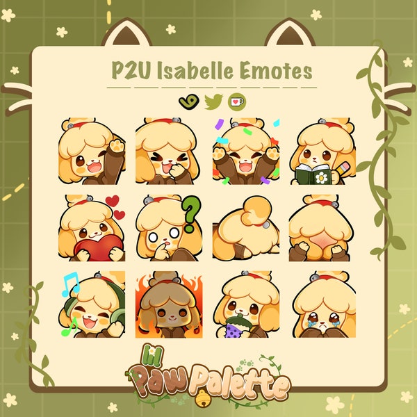 P2U Isabelle Emotes | Animal Crossing | Twitch & Discord Emotes