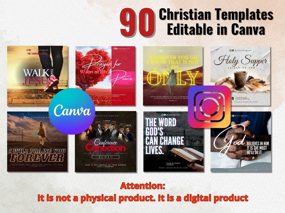 90 Christian Instagram Templates: Church & Bible Verse Designs (canva ...