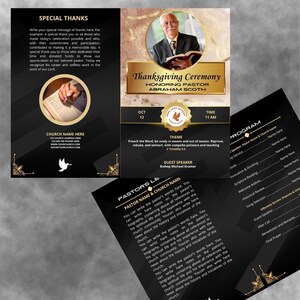Thanksgiving Ceremony Program Template for the Pastor, Editable Printable Church Program Canva Template