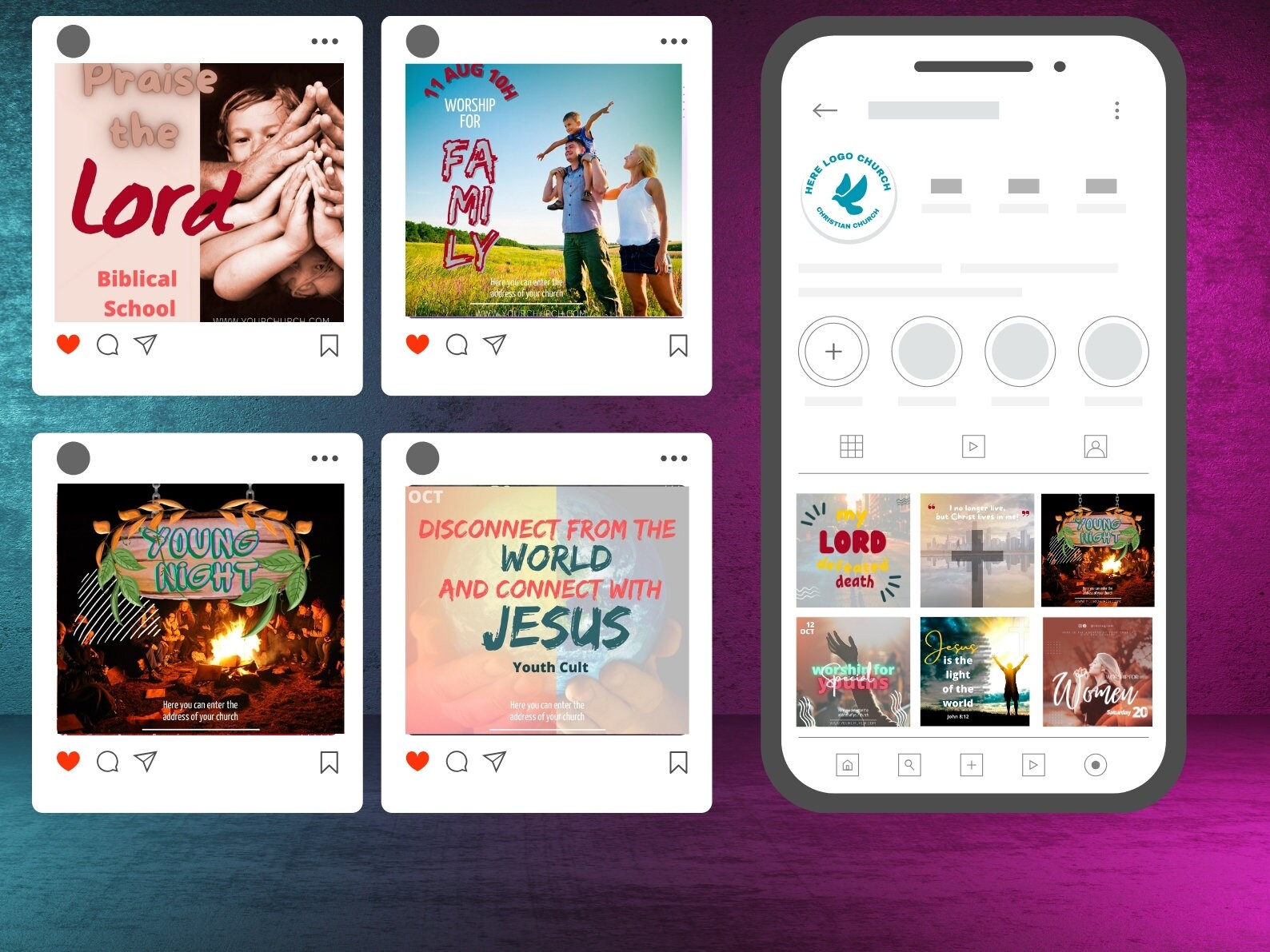 10 Christian Instagram Templates / Bible Verse Templates, Worship ...
