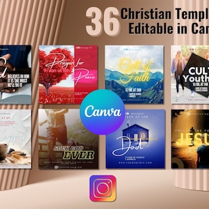 36 Christian Instagram Templates / Bible Verse Templates, God Templates / Canva I Church Instagram Templates