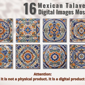 16 imágenes digitales Mosaico de Talavera Mexicana, imprimible, clipart mexicano