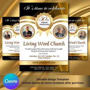 Flyer pour l'église anniversaire de CANVA | Modèle modifiable et imprimable | Téléchargement instantané | Circulaire Anniversaire Église | événement religieux