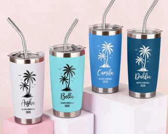 Personalized Double-sided engraved tumbler, Custom Girls Trip Travel Cup