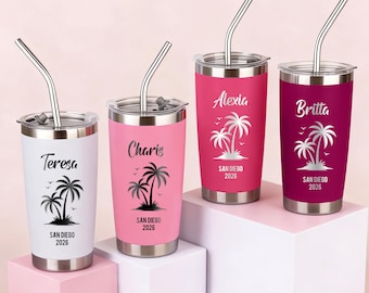 Personalized Stainless Steel Tumbler, Custom Girls Trip Travel Camping Cup