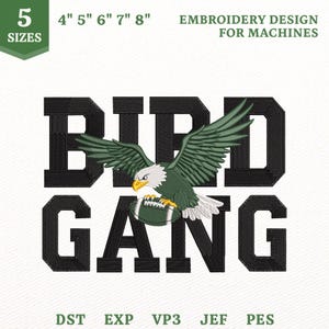 Bird Gang Eagle Philly Embroidery File, Football Fan Gift (Instant Download)