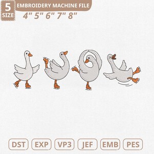 Plik do haftu maszynowego „Silly Goose” do jazdy figurowej na lodzie, trener jazdy na łyżwach (do pobrania natychmiast)