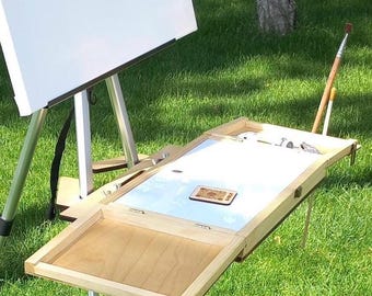 Deep Pochade box Storage – Portable Wooden Artist Easel for Plein Air watercolour & Oil Painting