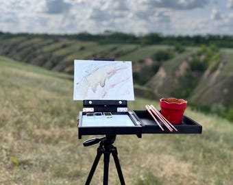 Pochade Box for Plein Air Painting – Portable Artist Easel with Palette, Travel Paint Box