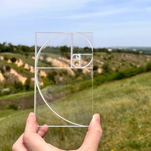 Mirino con rapporto aureo: strumento artistico Fibonacci in plexiglass.