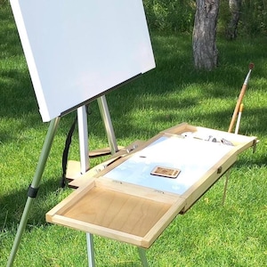 Deep Pochade Box – Portable Wooden Artist Easel for Plein Air Painting Storage