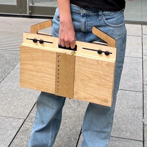 Wooden Travel Paint Box Easel Carry Case Watercolour Oil Painting ,Plein Air Box with plexiglass palette, Handmade in Ukrain