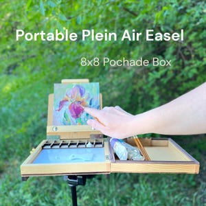 Shrubmart 8x8 Pochade Box, tragbare hölzerne Plein Air Staffelei, Reisemalerei Studio