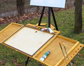Caja Pochade para pintura al aire libre, caballete de artista portátil y para exteriores, caja ligera para pinturas al óleo