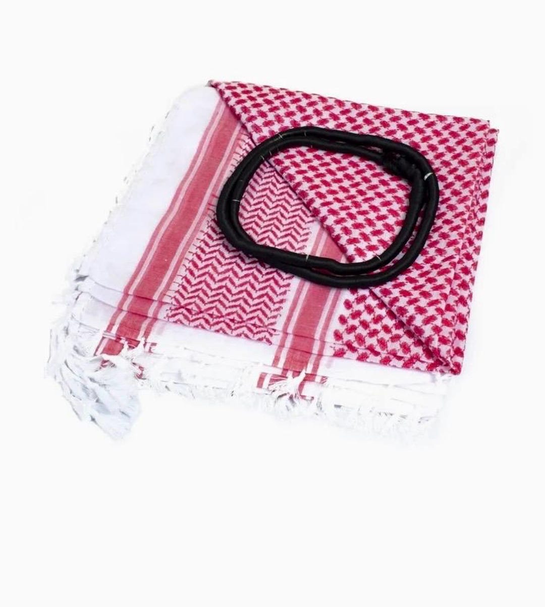 Red & White Shemagh Scarf With Agal Headband - Saudi Arabian Headwrap ...