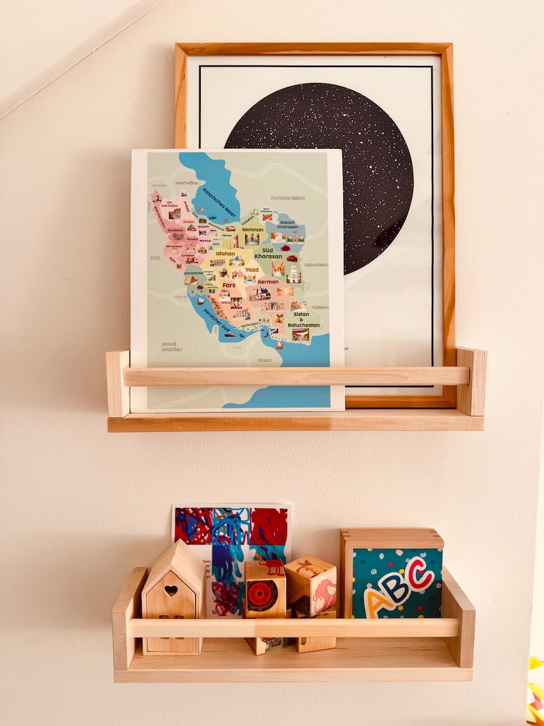 Iran Map for Children – Colorful Canvas 24 x 30 cm with Provinces & Landmarks – Children's Room Decor image 1
