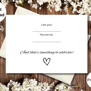 Tarjeta de aniversario imprimible con espacios en blanco para completar, descarga digital, tarjeta para imprimir en casa para ella, tarjeta para él