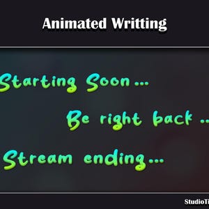 Escritura de transmisión animada / Comienza pronto / Vuelvo enseguida / Fin de la transmisión