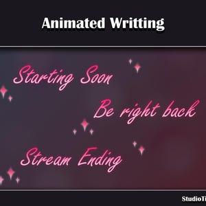 Escritura de transmisión animada / Fondo transparente / Comenzando pronto / Vuelvo enseguida / Finalización de la transmisión