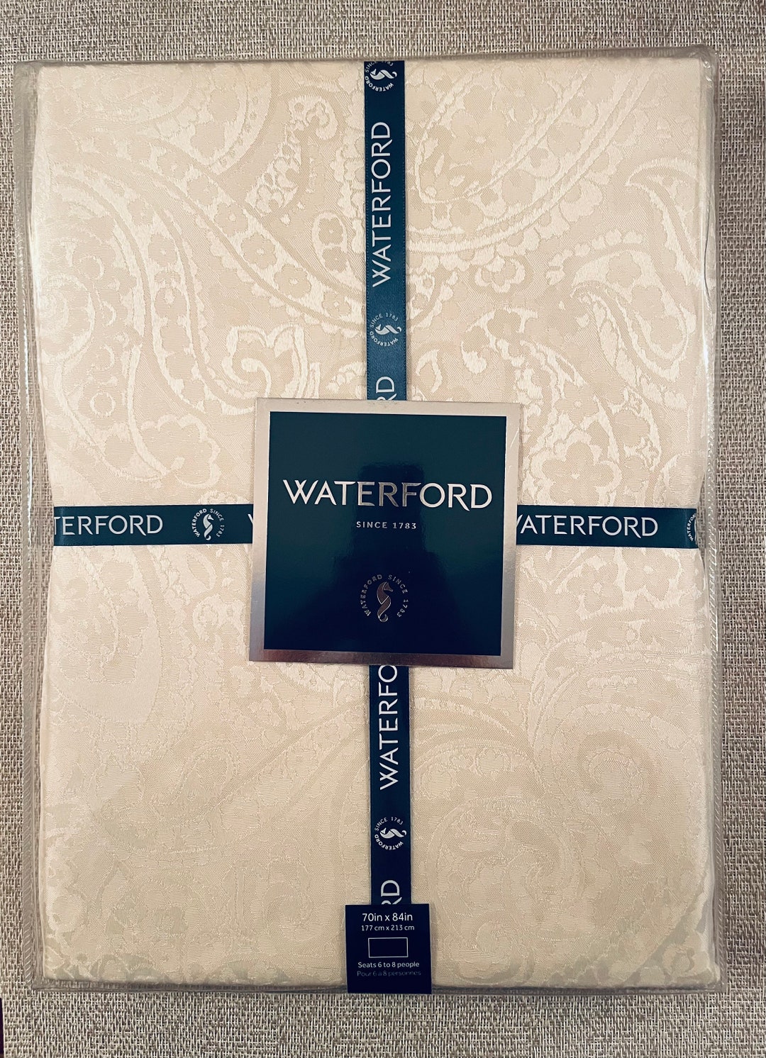 Waterford Paisley off White Cream Tablecloth & Napkins Timeless Classic