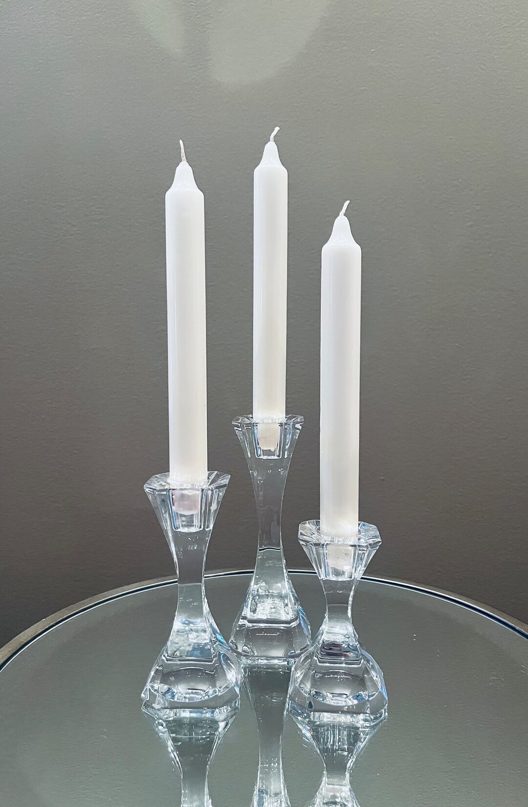 Vintage Villeroy & Boch Crystal Cocktail Club Candle Holders 3 Pc Elegant Minimalist Classic