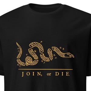 Join Or Die Solidarity Snake United T-Shirt - Black - Revolutionary American History Tee