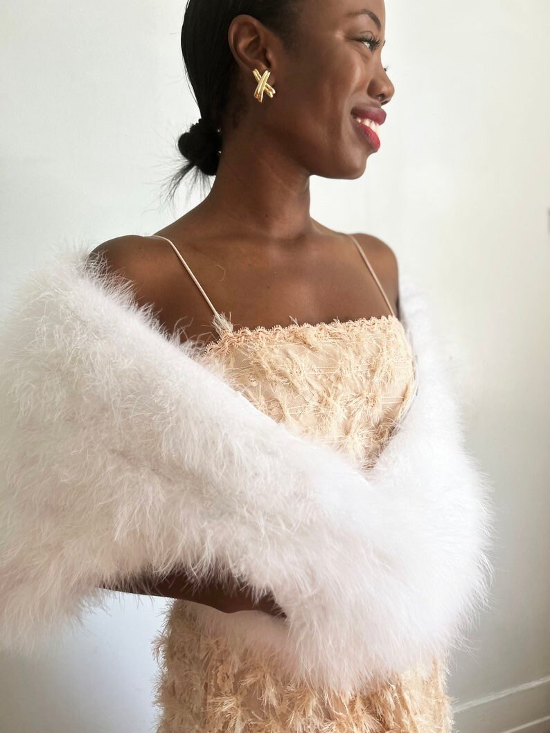 Feather Shawl ホワイトファー marabou-feather-shawl-w-hook-