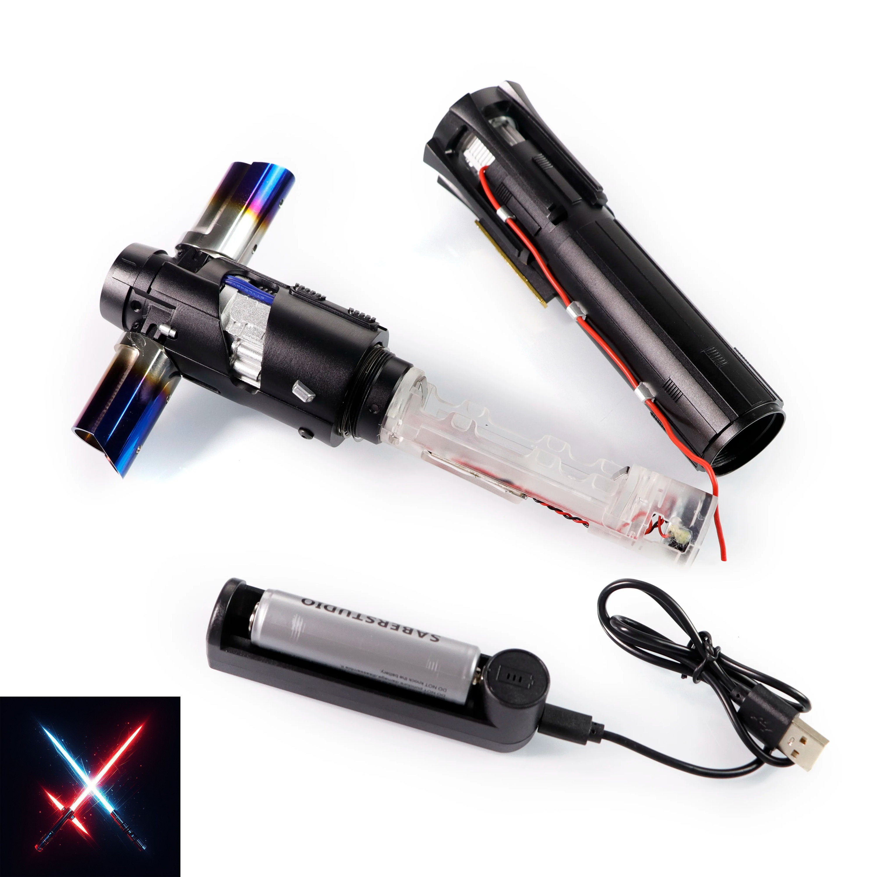 Kylo Ren's Neopixel Lightsaber Eco Rgb Base Lit With Sensitive