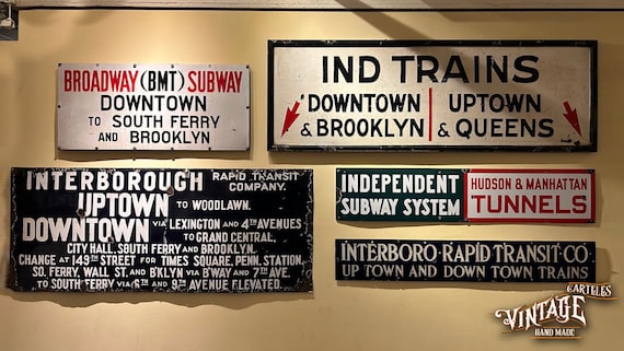 Vintage NYC Subway Poster IND TRAINS - Urban Retro Decor
