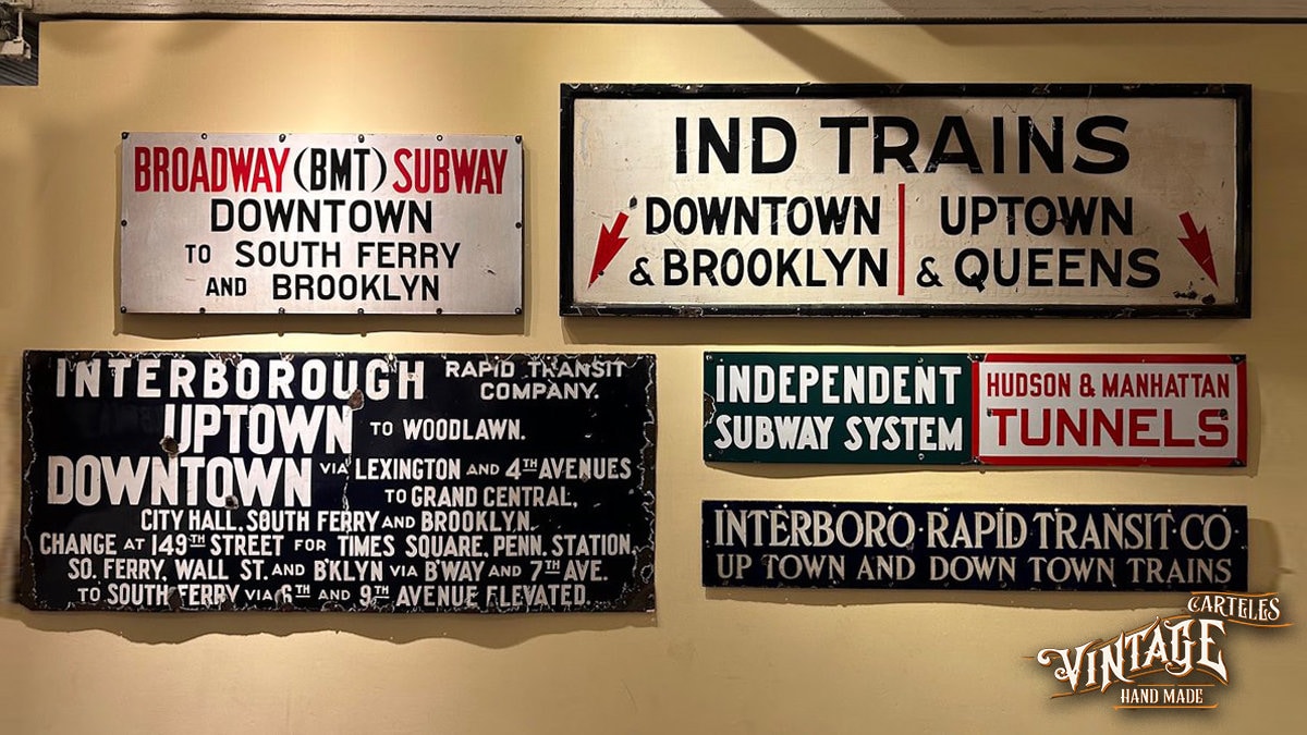 Vintage NYC Subway Poster IND TRAINS - Urban Retro Decor