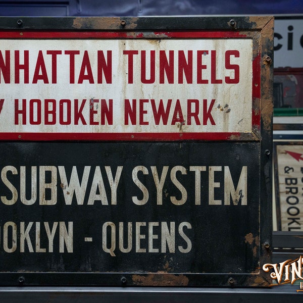 Enseigne de métro vintage Hudson & Manhattan 1980