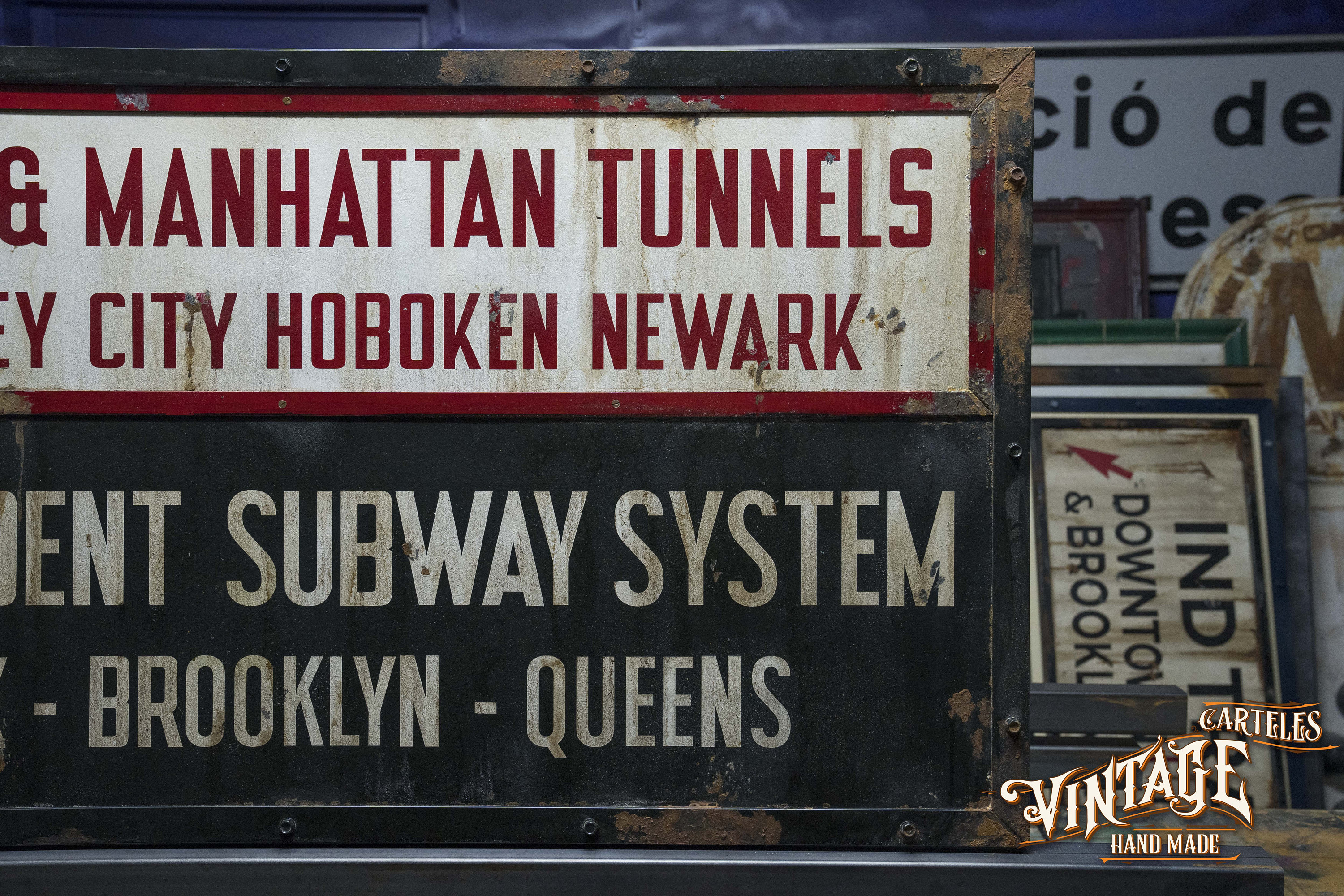 Vintage Subway Sign New York - Hudson Manhattan Subway Sign 1980