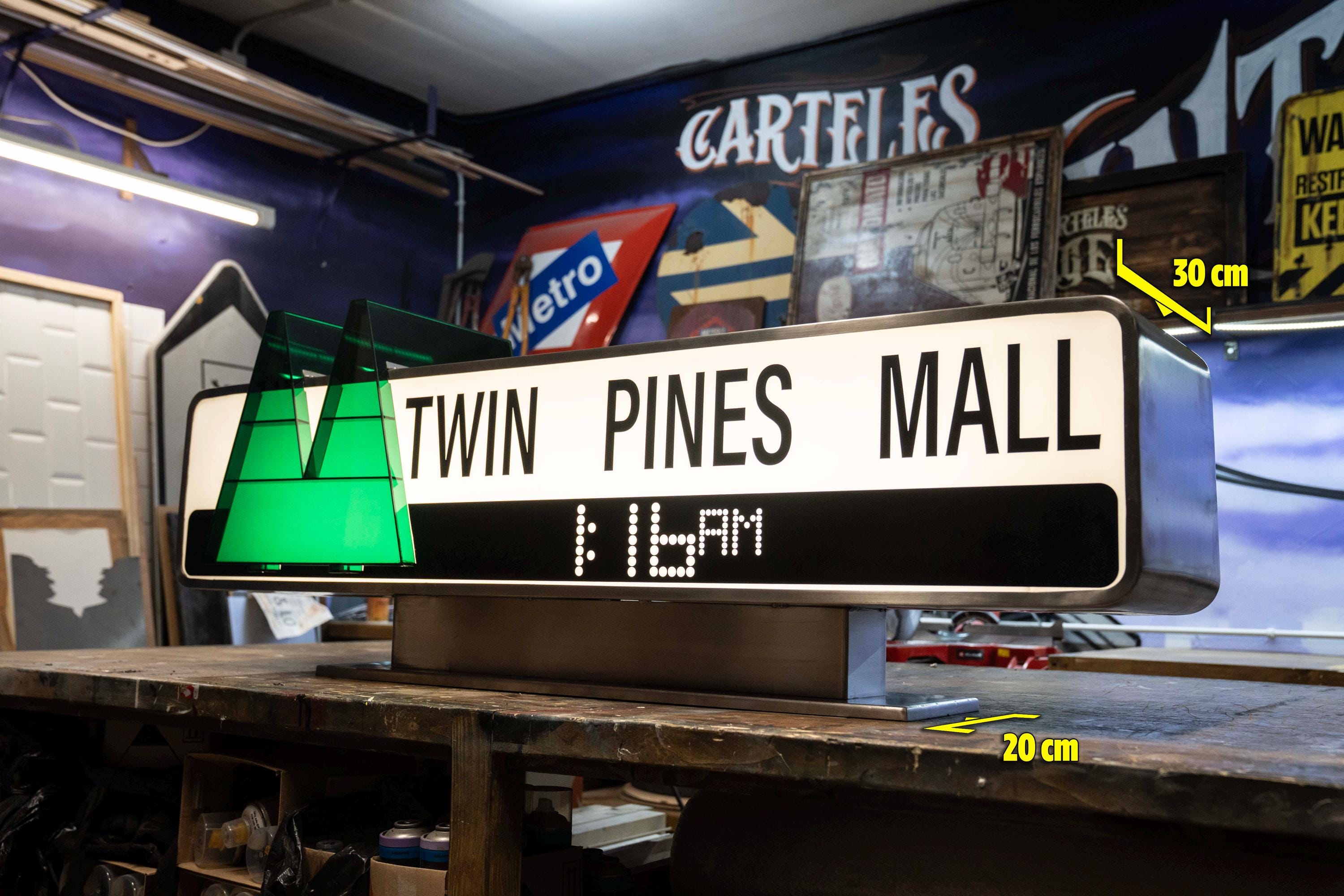 Twin Pines Mall Sign LED | Stainless Steel Lightbox | Outdoor