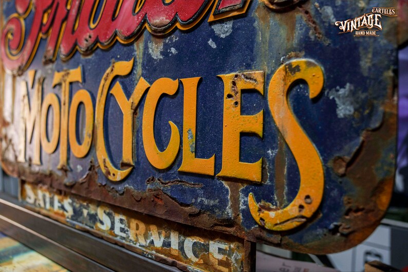 Vintage Indian Motorcycle Sign Rust Sales Service 1960 - Etsy