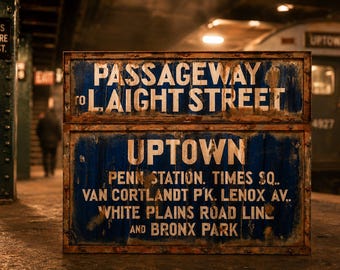 Handmade Vintage New York Subway Sign | UPTOWN Bronx Replica