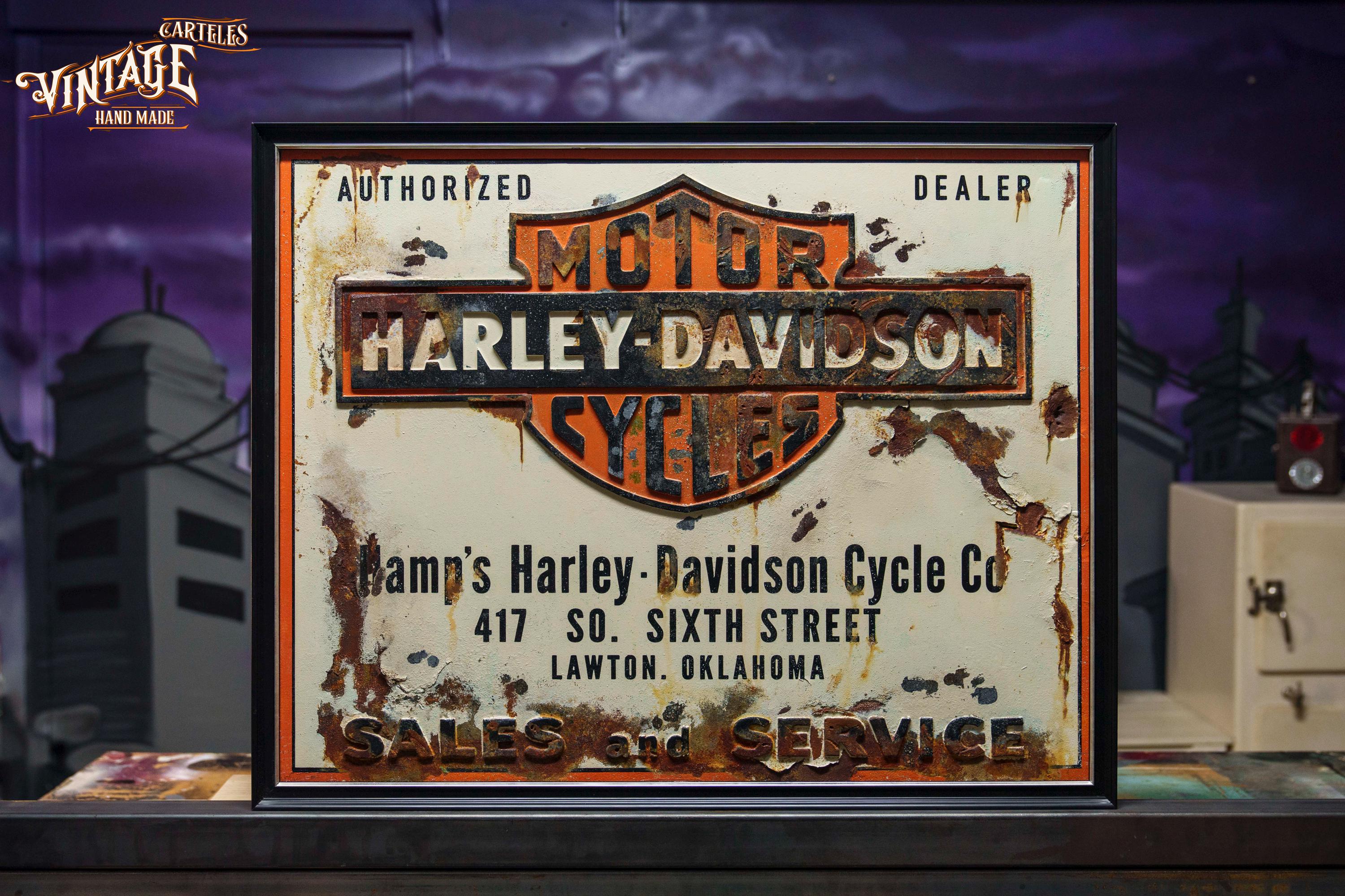 Vintage Harley Davidson Garage Sign | Handmade Motorcycle Wall Art